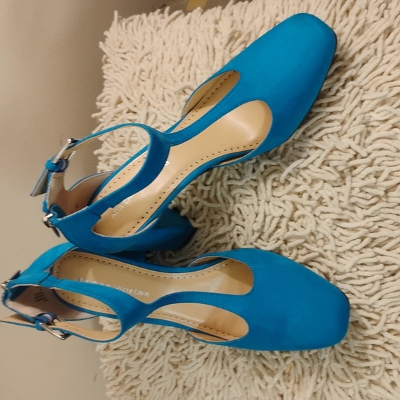 Adrienne Vittadini Blue Poetic Ankle Strap Block Heel - Picture 3 of 11